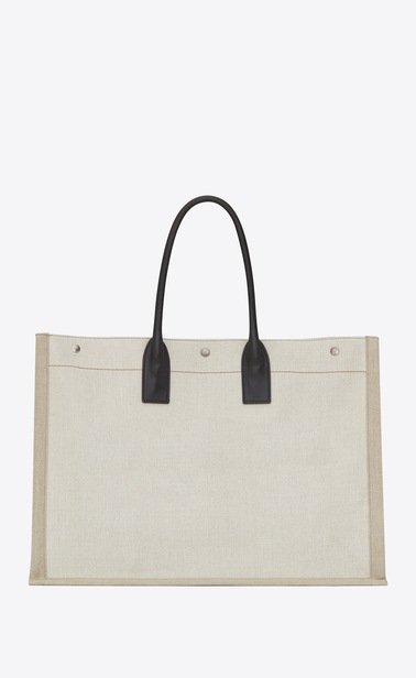 noe saint laurent rive gauche tote bag in linen canvas